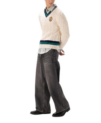 Men's Cotton Cable Knit Cricket Sweater