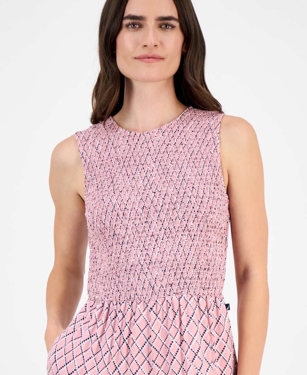 Nautica Jeans Women's Argyle Dot Ankle Jumpsuit In Pink
