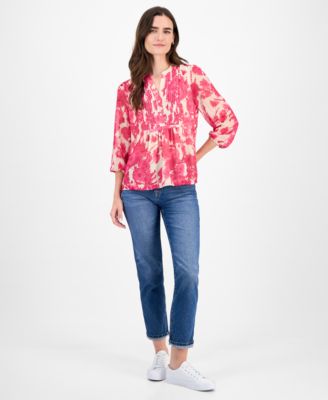 Women's Festival Floral Pintuck Blouse