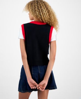 Juniors' Rudolph Sleeveless Holiday Sweater Vest