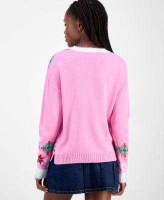 Juniors' Snoopy Wreath Sweater