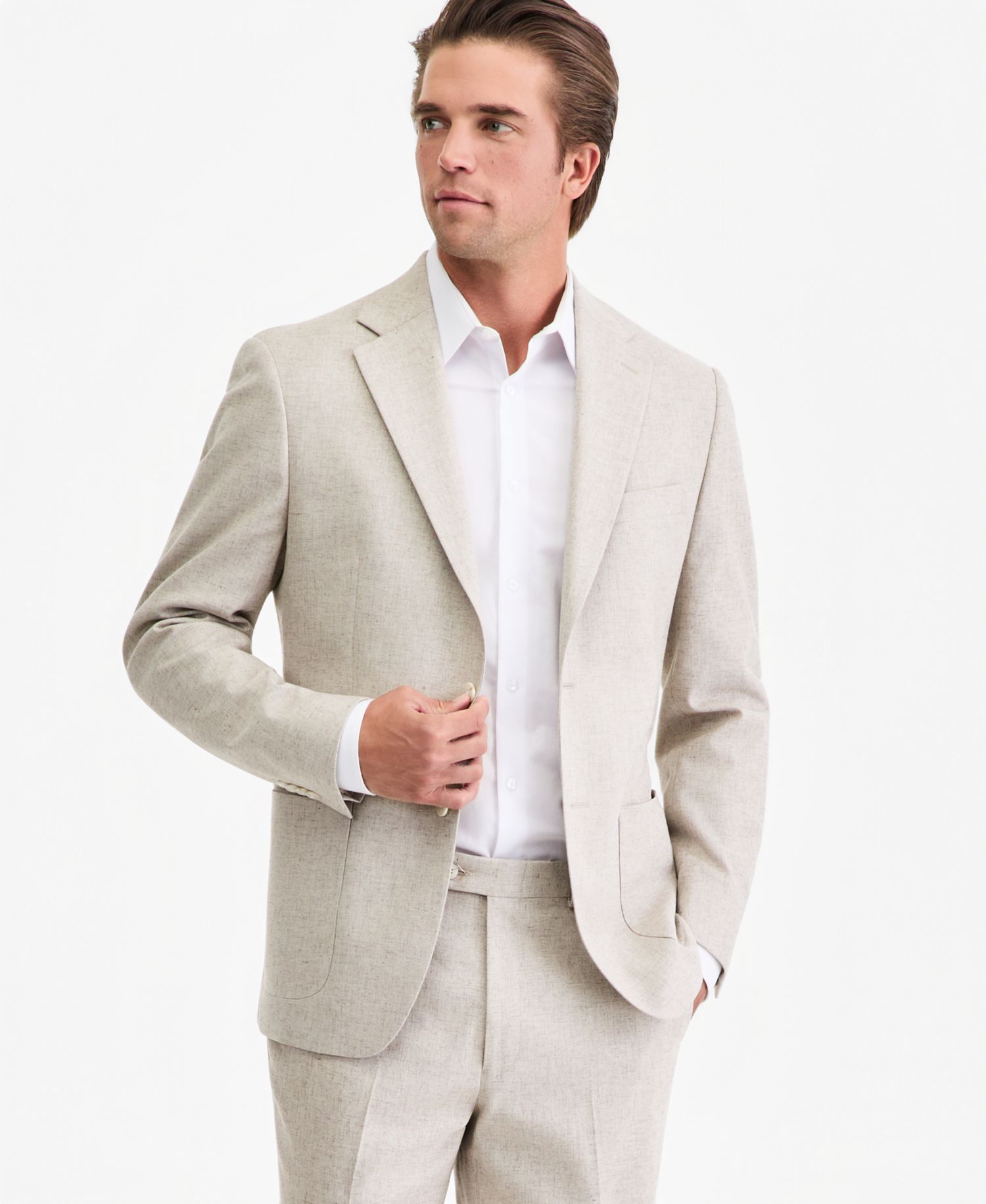 Men's Classic-Fit Tan Texture Suit Separate Pants