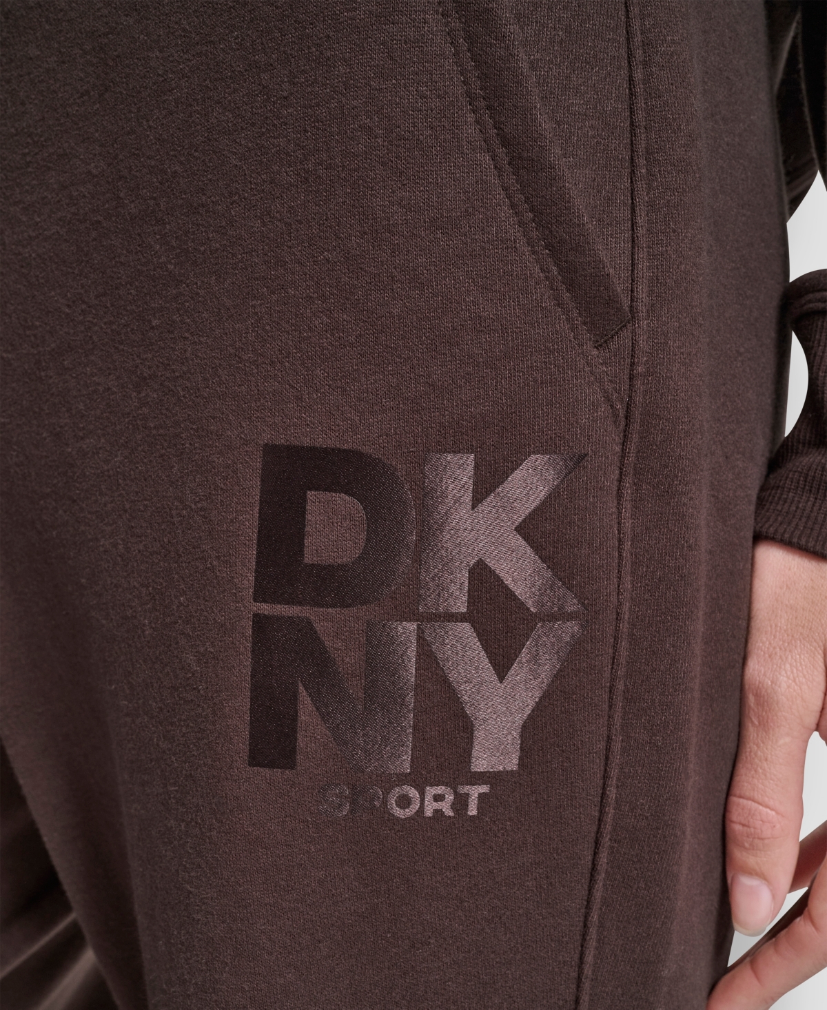 Dkny Women's Sport Stacked Transfer Logo Track Pants In Brown