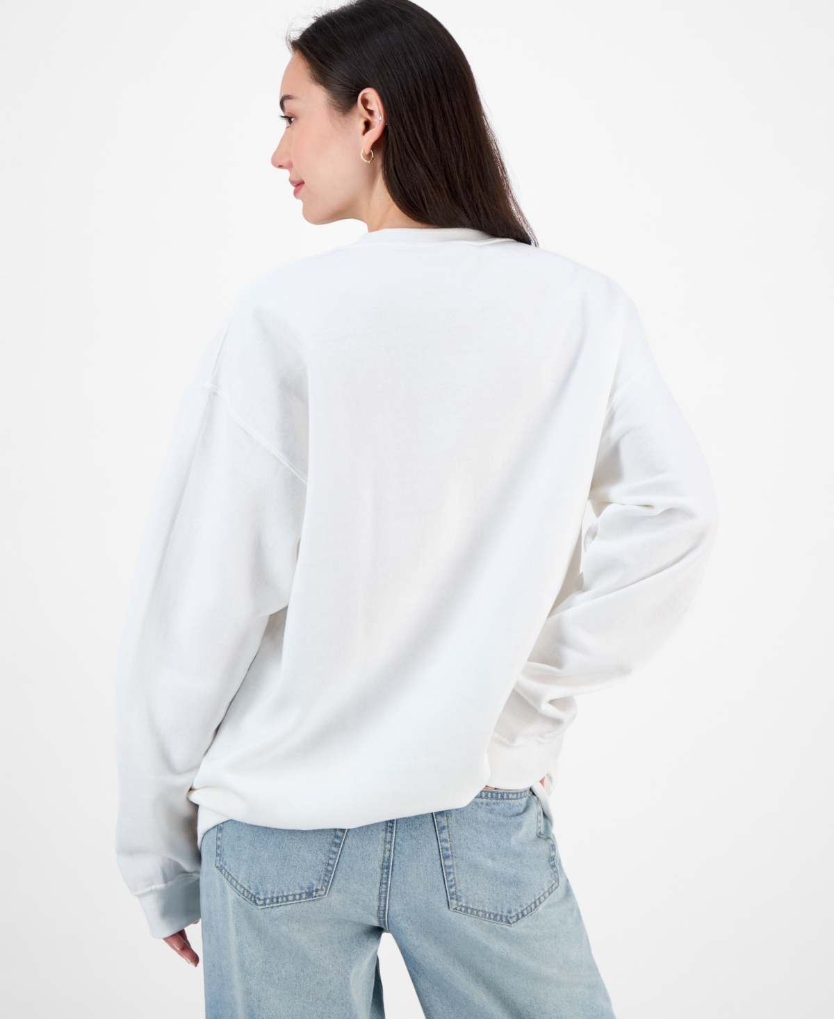Love Tribe Juniors' Rose Photo Graphic Sweatshirt In White