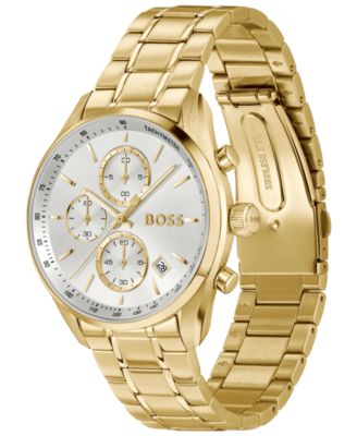 Men's Grand Prix 40 Quartz Fashion Chrono Ionic Plated Thin Gold Steel Watch, 40mm