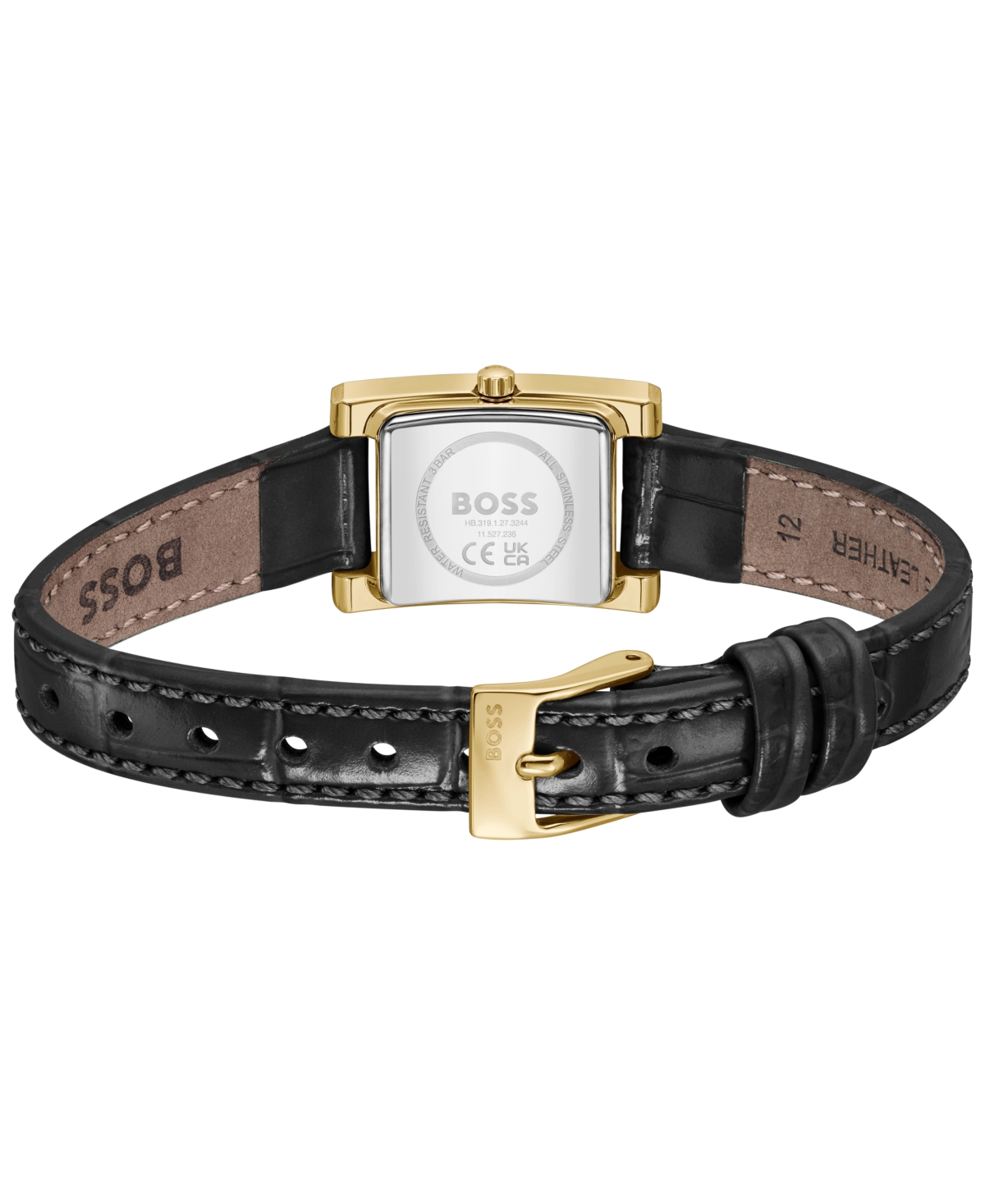 Hugo Boss Boss Lucy Precious Rectangular Watch, 18.5mm In Black