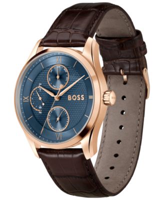 Men's Principle Master Quartz Multifunction Brown Calfskin Watch, 41mm