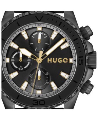 Men's Dive Quartz Multifunction Ionic Plated Black Steel Watch, 44mm