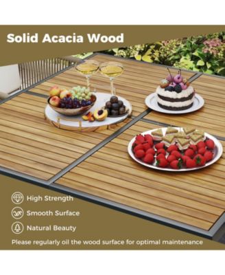 Set Of 5 Patio Dining Set Outdoor Rectangular Table & Chairs Furniture Set