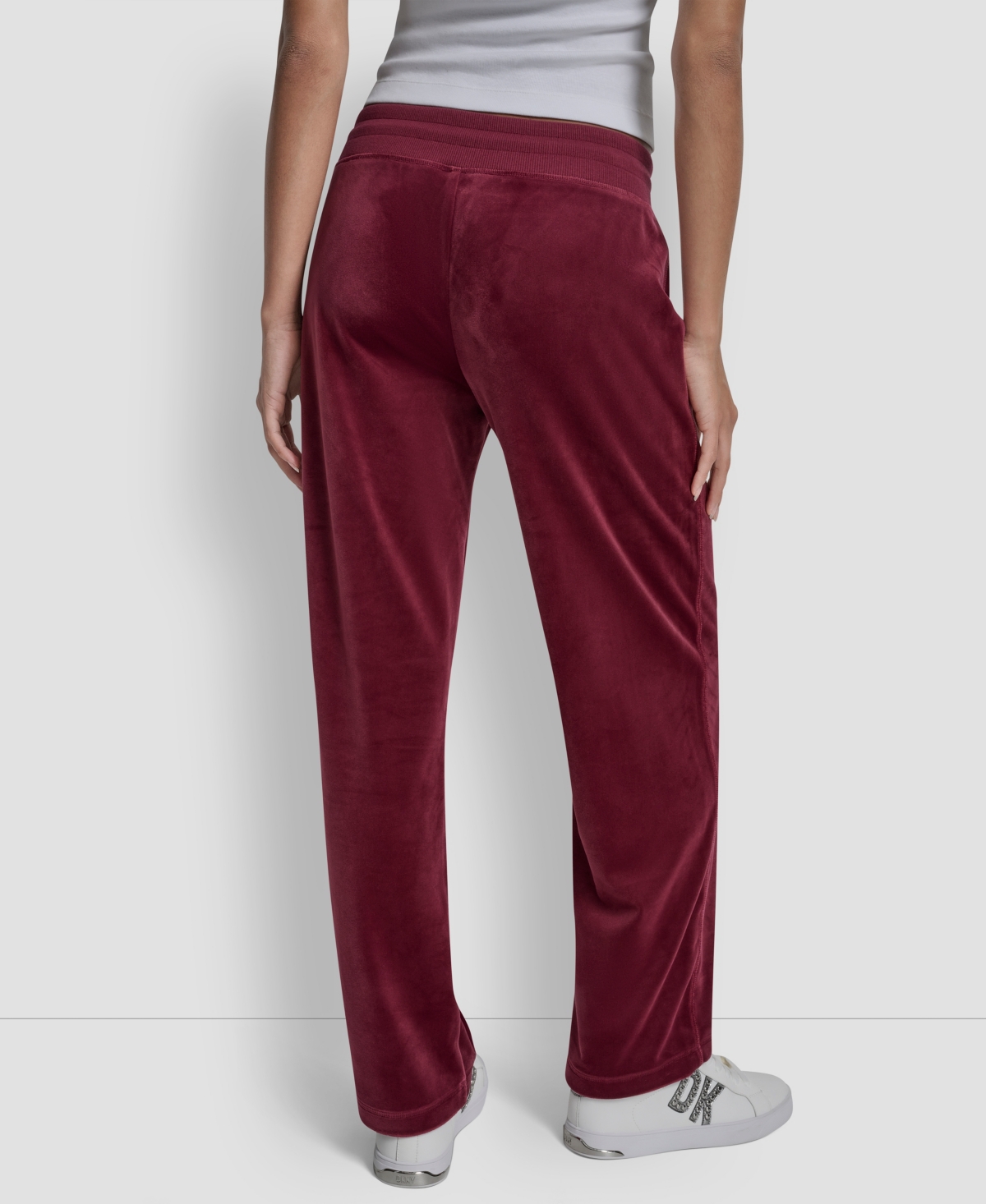 Dkny Jeans Petite Drawstring-waist Velour Pants In Burgundy