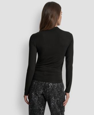 Petite Side Ruched Long Sleeves Top