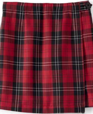 Big Girls School Uniform Plaid A Line Tab Skort Top of Knee