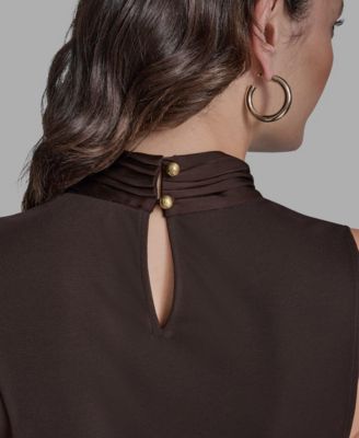 Women's Sleeveless Ruffle Front Blouse