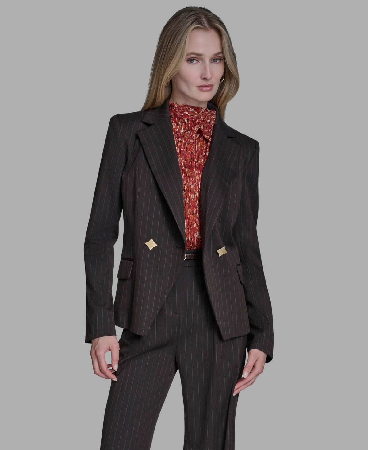 Bcbg Women's Pinstripe Peak Lapel Notch Collar Jacket In Multi