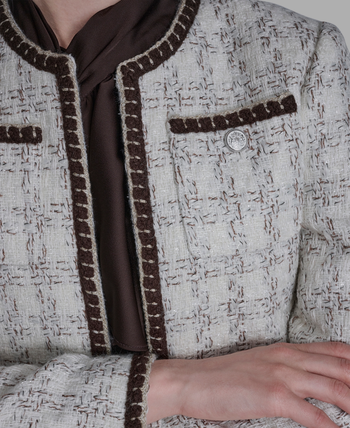 Bcbg Women's Tweed Open-front Jacket In White