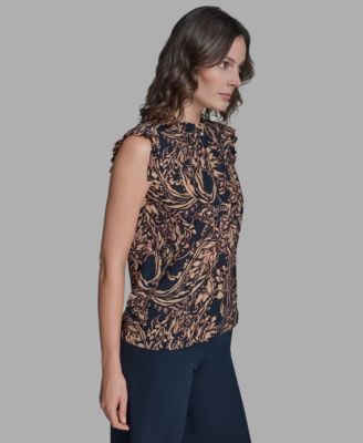 Women's Printed Mock Neck Blouse