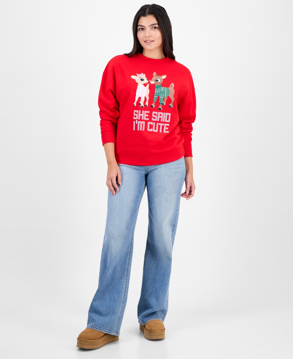 Rudolph Juniors' She Said I'm Cute Fleece Sweatshirt In Red