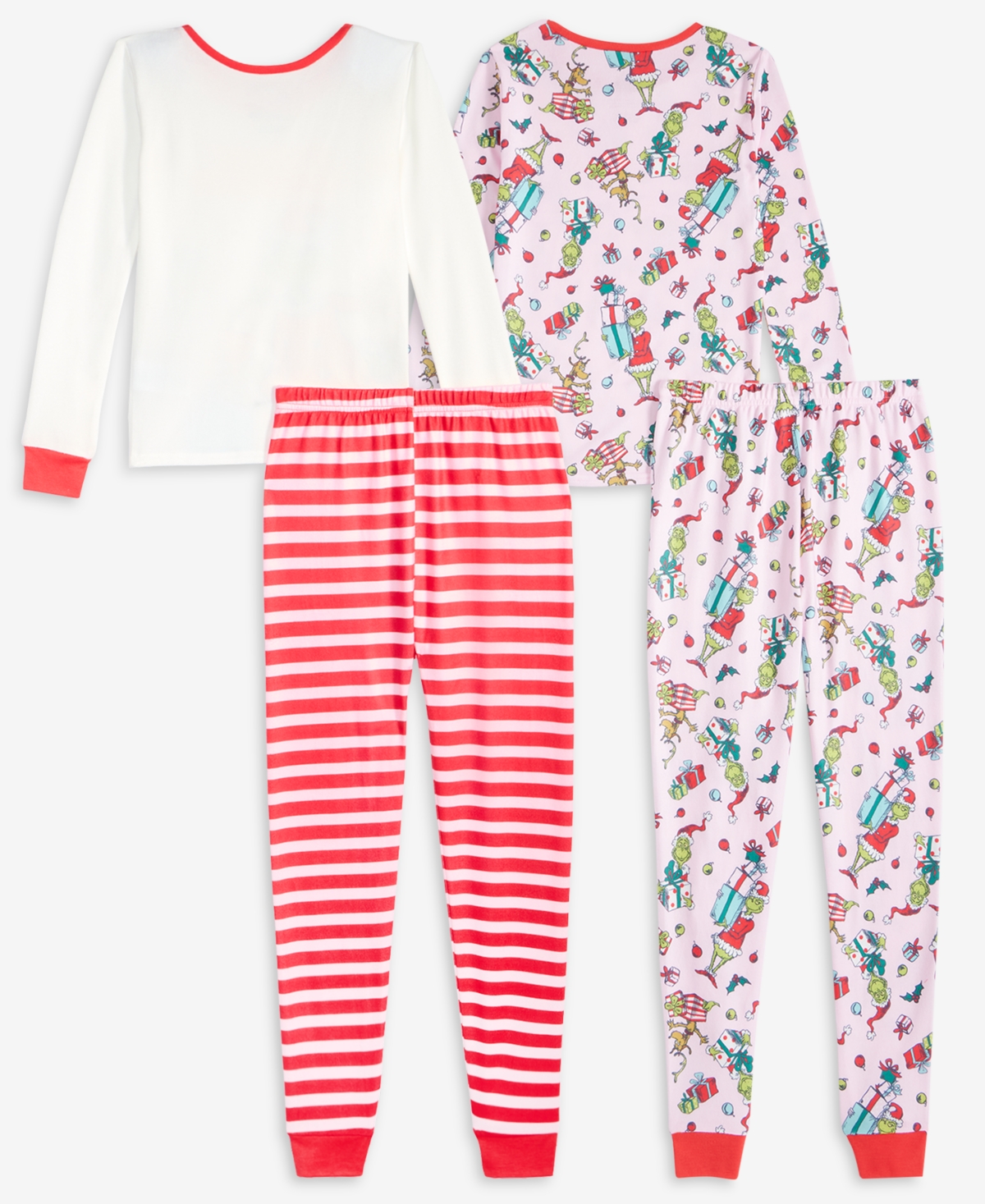 Grinch Girls' 4-10 Long-Sleeve Tops and Pants, 4-Piece Set