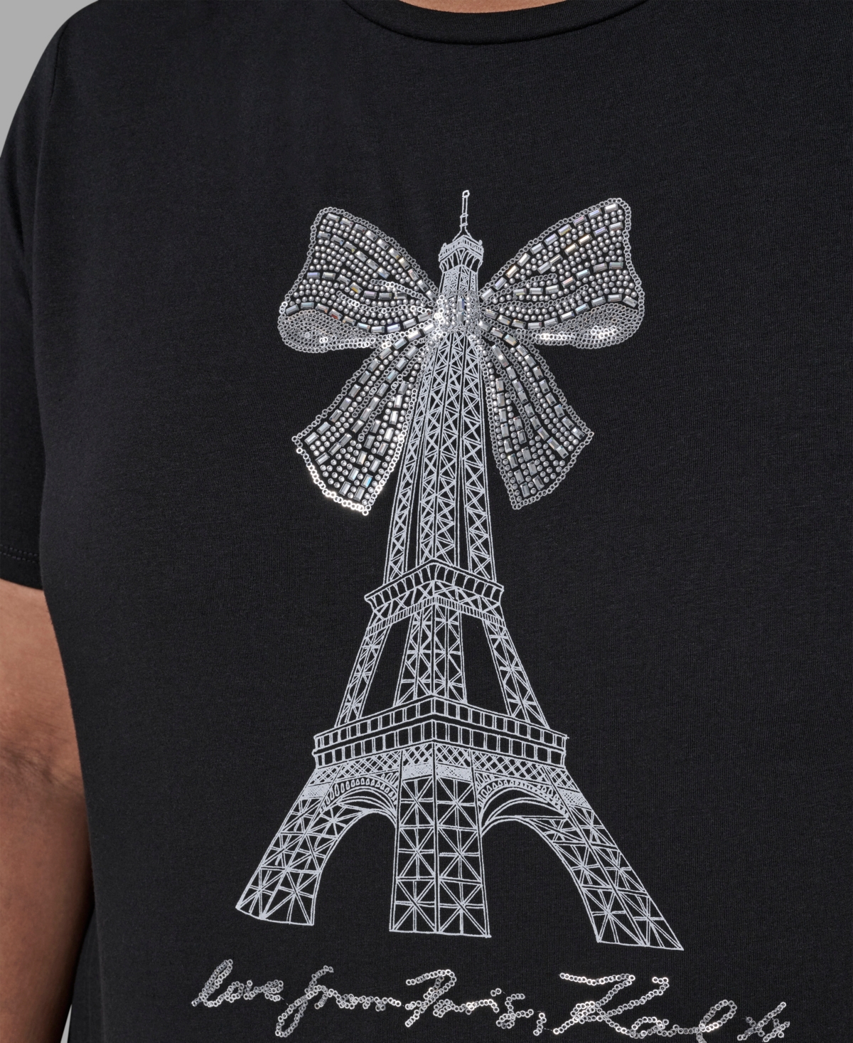 Karl Lagerfeld Plus Size Crystal T-shirt In Black