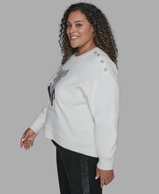 Plus Size Eiffel Tower Crewneck Fleece Sweatshirt