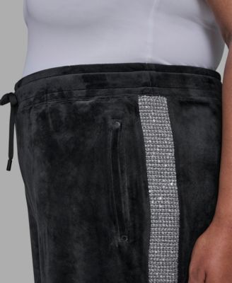 Plus Size Velour Rhinestone Trim Track Pant