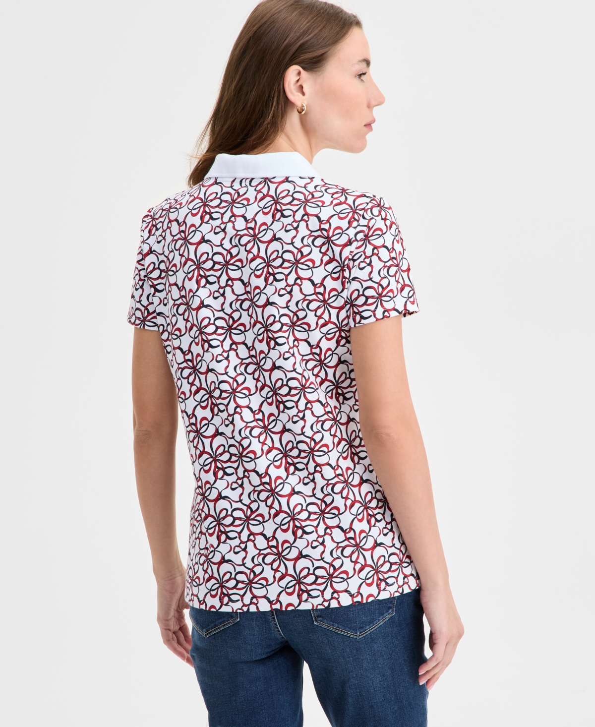 Nautica Jeans Women's Ribbons Short-Sleeve Polo Shirt