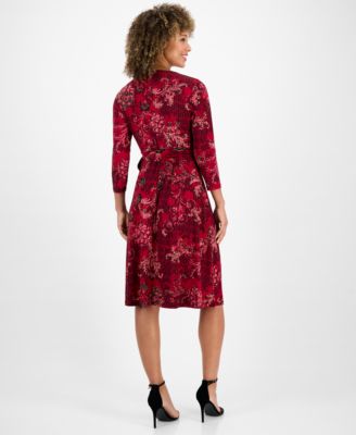 Women's Printed 3/4-Sleeve Midi Dress