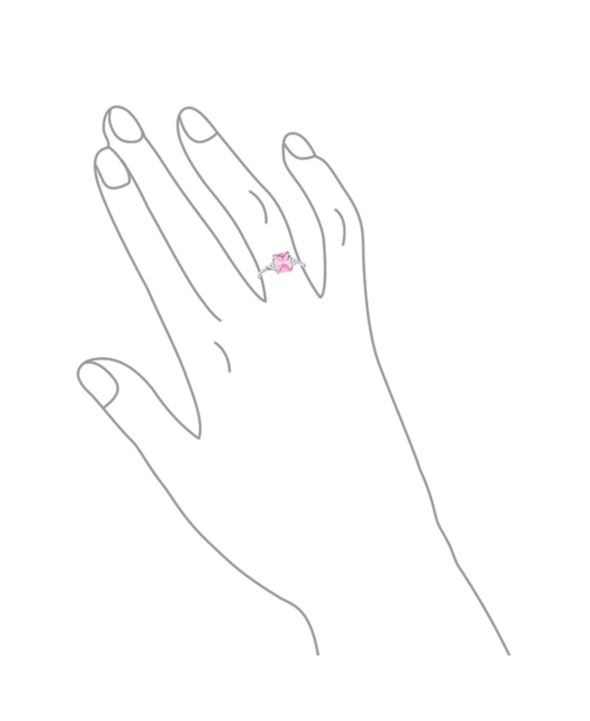 Bling Jewelry Sterling Silver 3CT Pink Princess Cut Cz Promise Ring with Trillion Side Stones