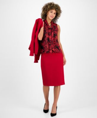 Women's Printed Tie-Neck Sleeveless Top