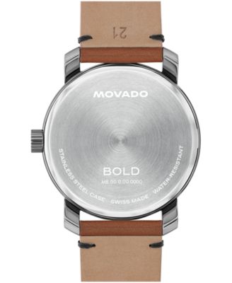 Men's Bold Access Swiss Quartz Brown Leather Watch, 41mm