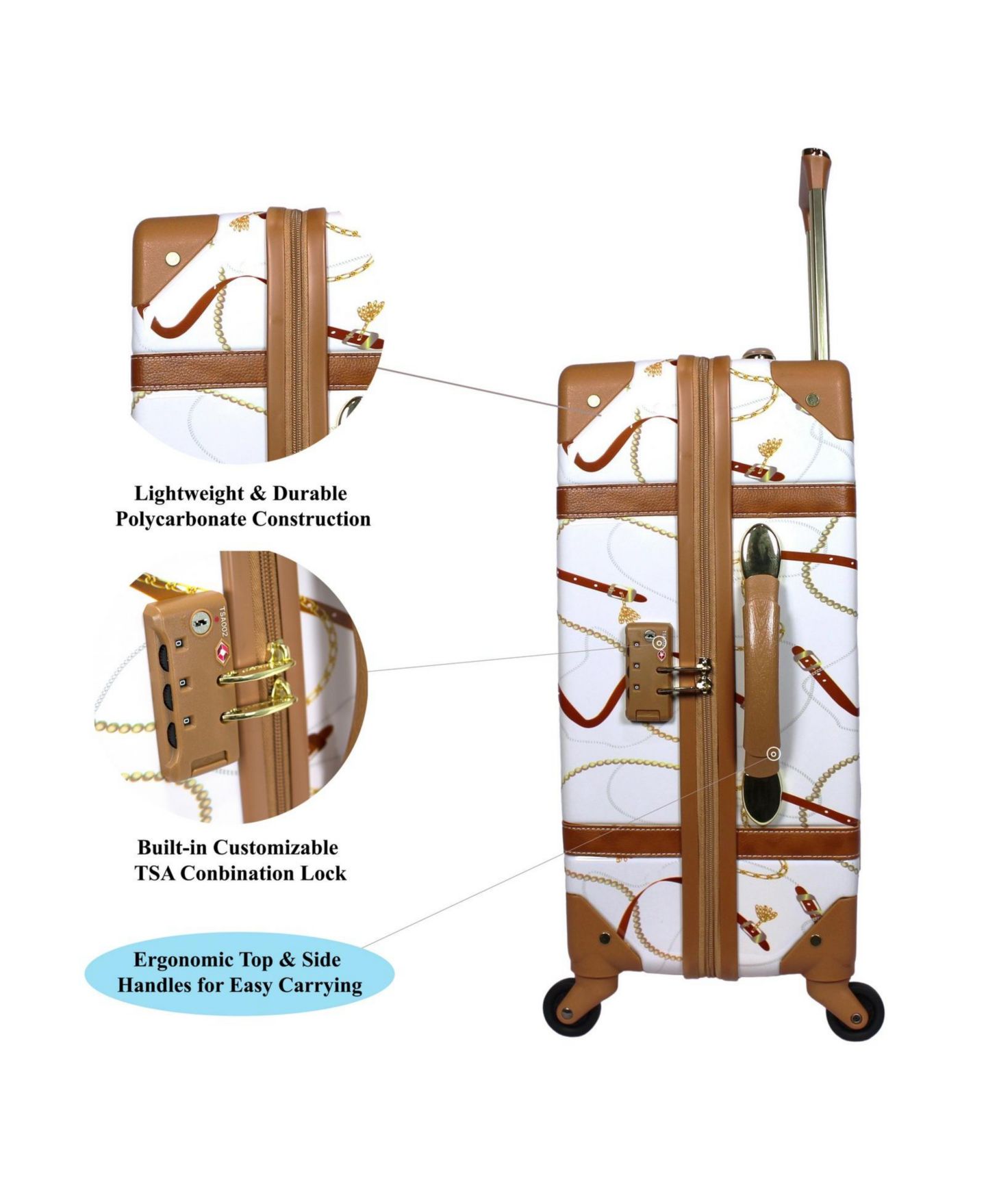 Чемодан World Traveler Chariot 20-Inch Hardside Carry-On Spinner Luggage, цвет: Слоновая кость — фото 4