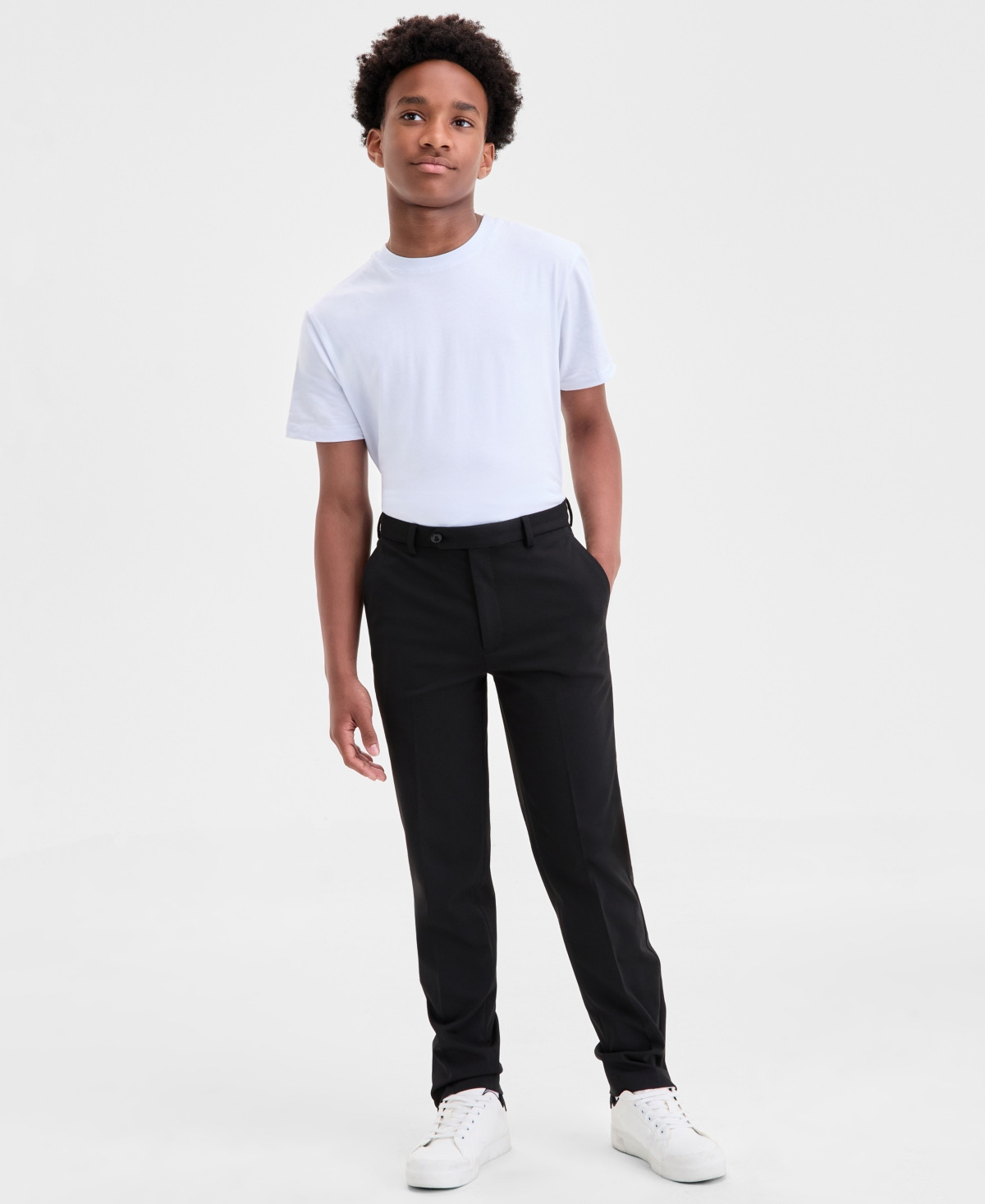 Michael Kors Boys 8-20 Flat-front Knit Tailored Pants In Black