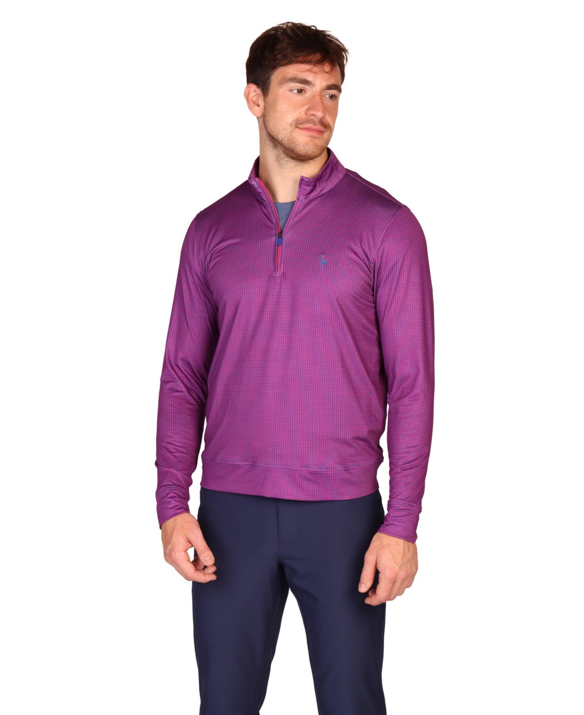 Tailorbyrd Men's Mini Houndstooth Performance Quarter Zip