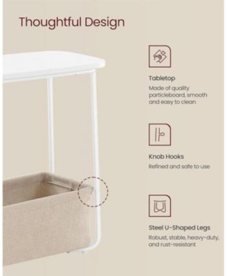 Rectangular Side Table with Fabric Basket