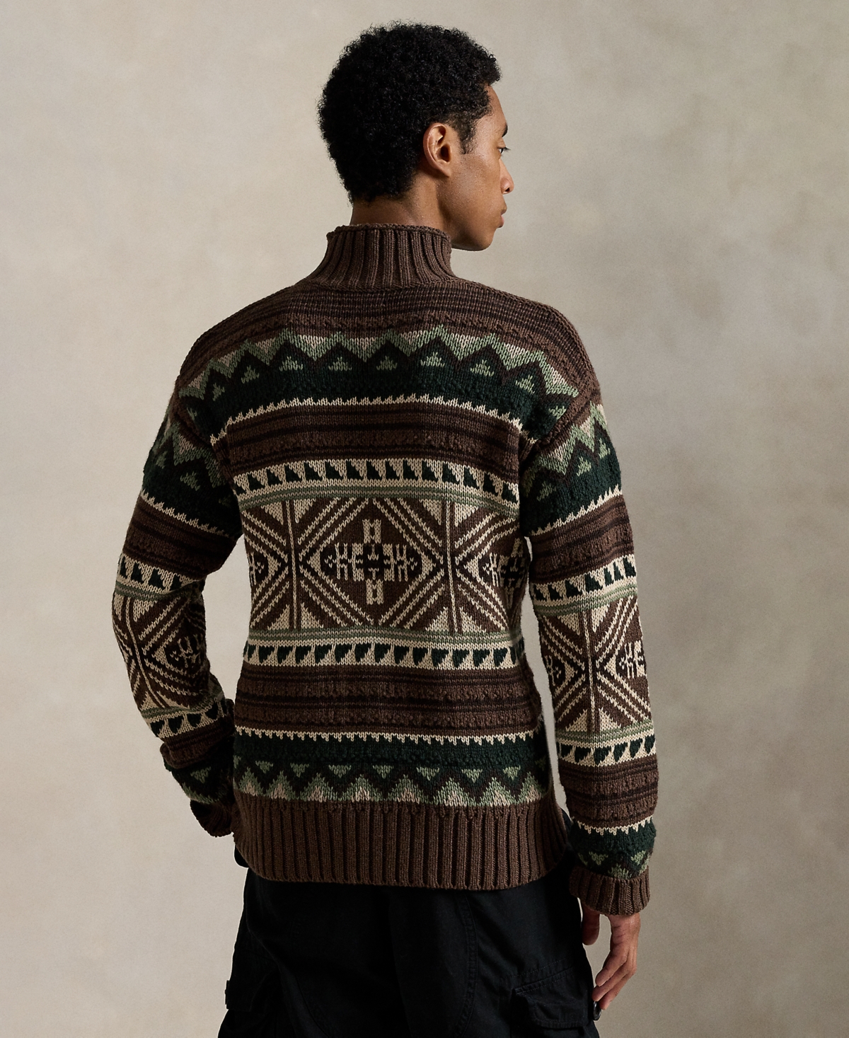 Polo Ralph Lauren Geometric Cotton Blend Sweater In Brown