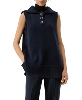 Women's Wool-Cashmere Blend Vintage-Inspired Sailor Collar Top