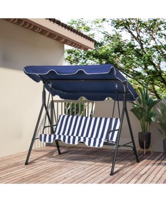 67 Inch 3-Seat Patio Swing Chair with Adjustable Canopy and Cushions