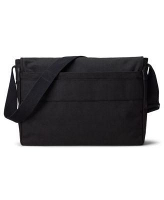 Men's Leather-Trim Travel Messenger Bag