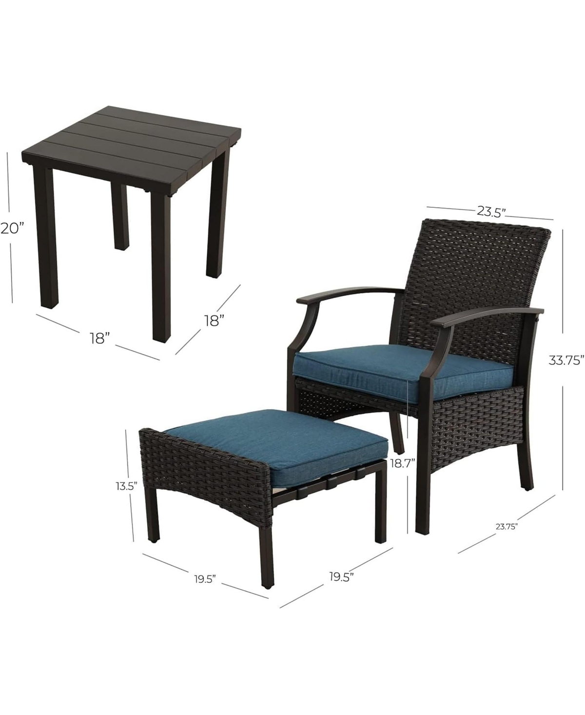 Boyel Living Wicker Coated Detachable Chat Set - 5 Pieces