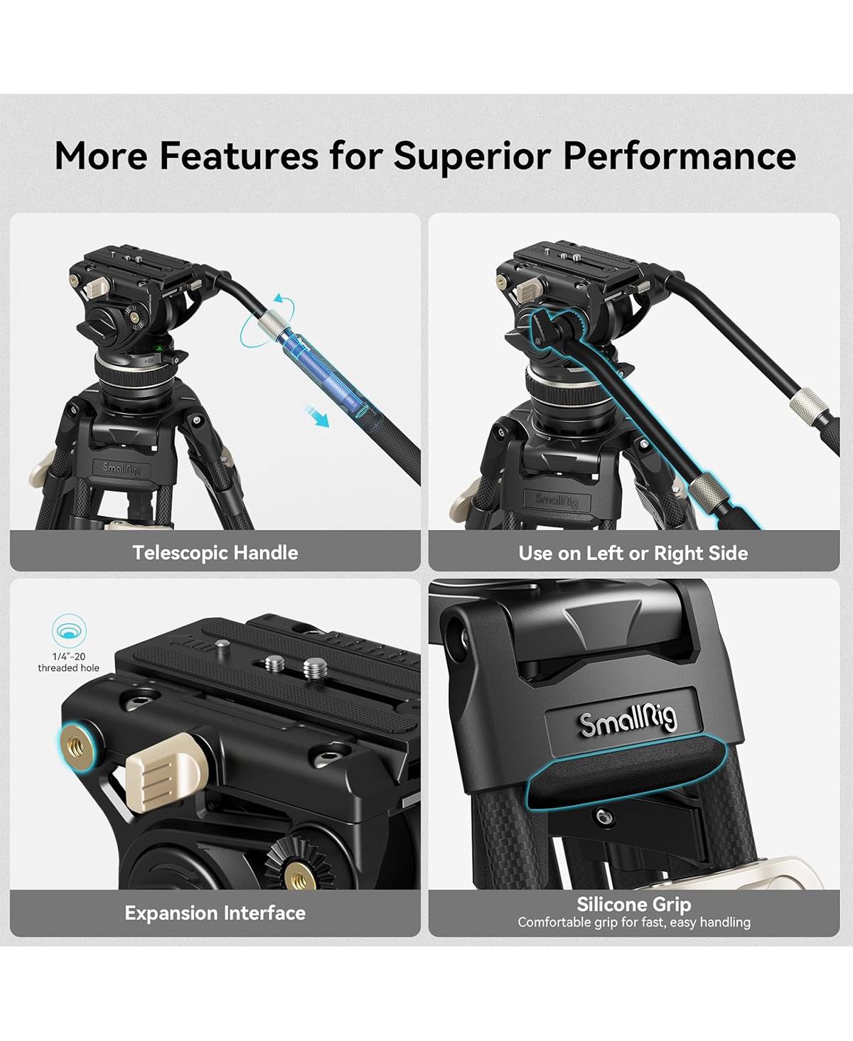 SmallRig FreeBlazer Ad-100 3-Section Heavy-Duty Carbon Fiber Tripod Kit with Ground Spreader
