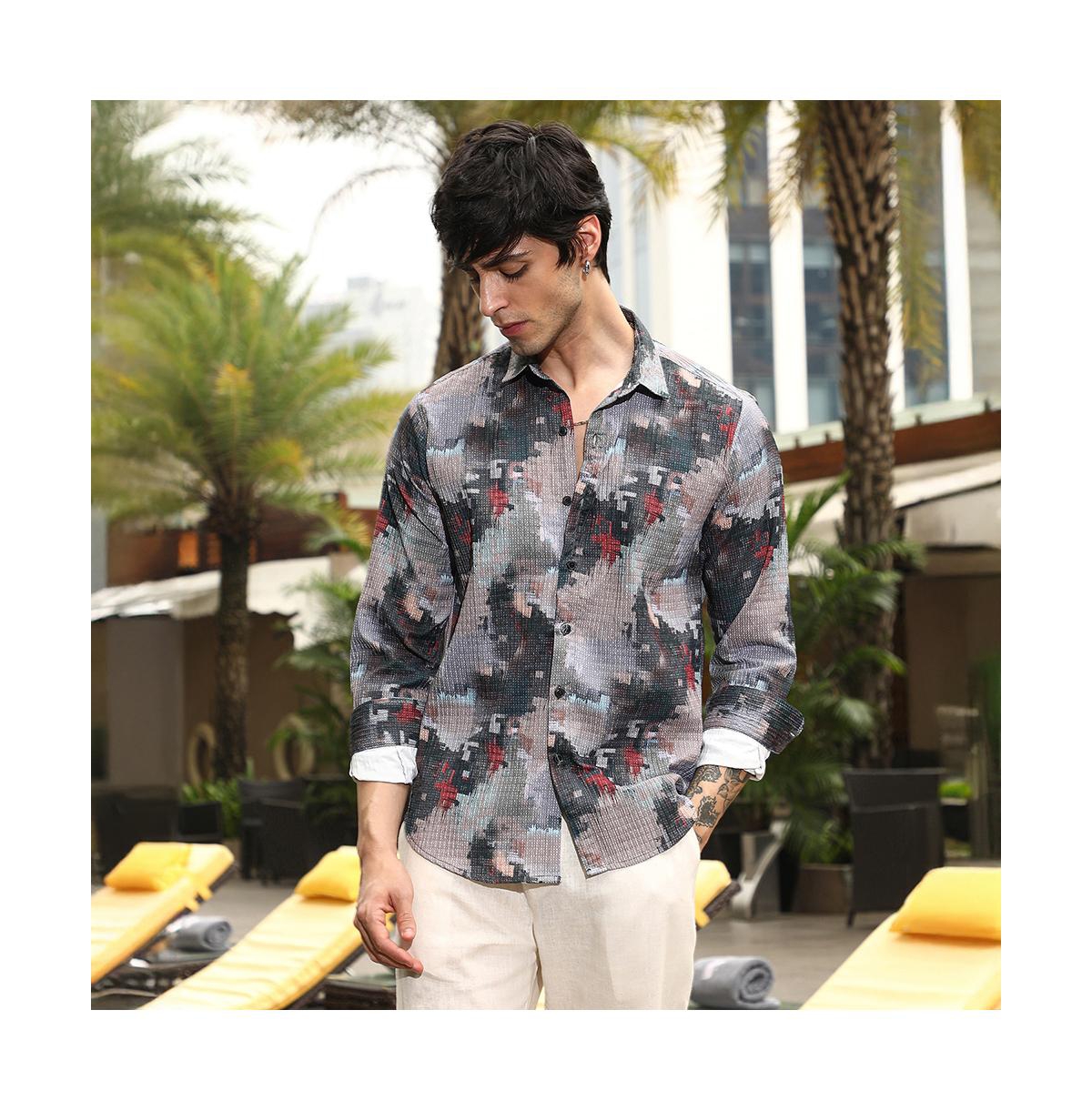 Campus Sutra Men's Artistic-Blur Shirt