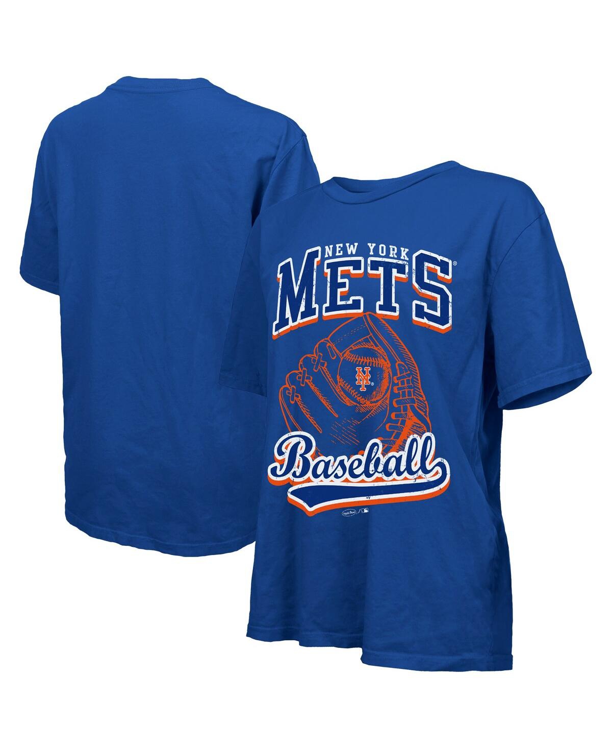 Majestic Women's Royal New York Mets Oversized First Base T-shirt In Blue