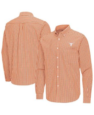 Antigua - Men's Burnt Orange Texas Longhorns Ellis Woven Tri-Blend Long Sleeve Button-Down Shirt
