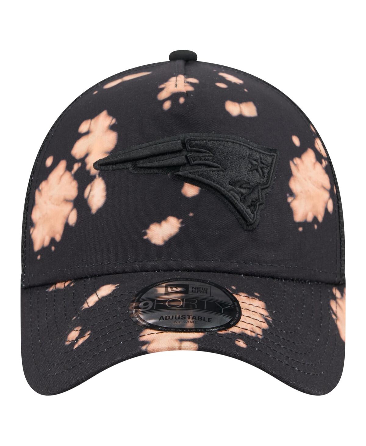 New Era Men'sâ Black New England Patriots Bleached 9forty A-frame Adjustable Hat In Black