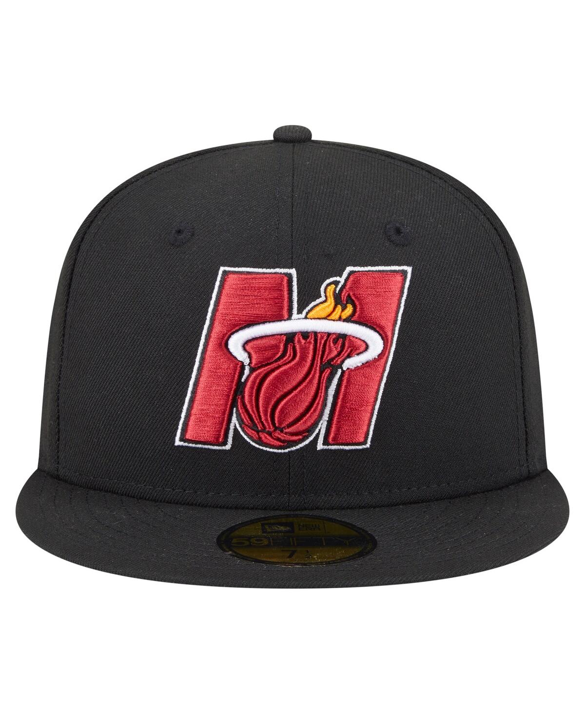 New Era Men's Black Miami Heat Deceptor 59fifty Fitted Hat In Black