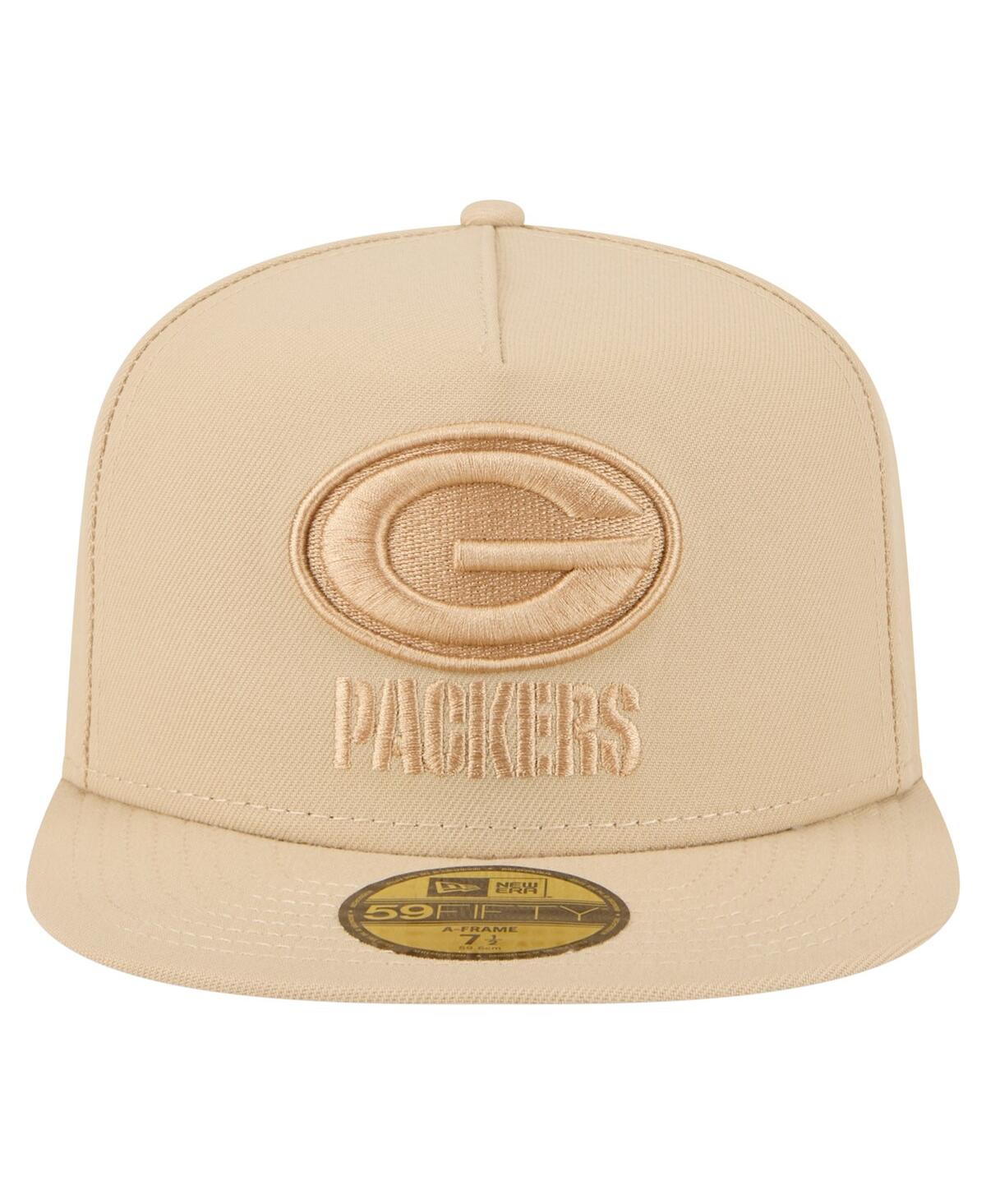 New Era Men'sâ Light Beige Green Bay Packers Color Pack A-frame 59fifty Fitted Hat In Neutral