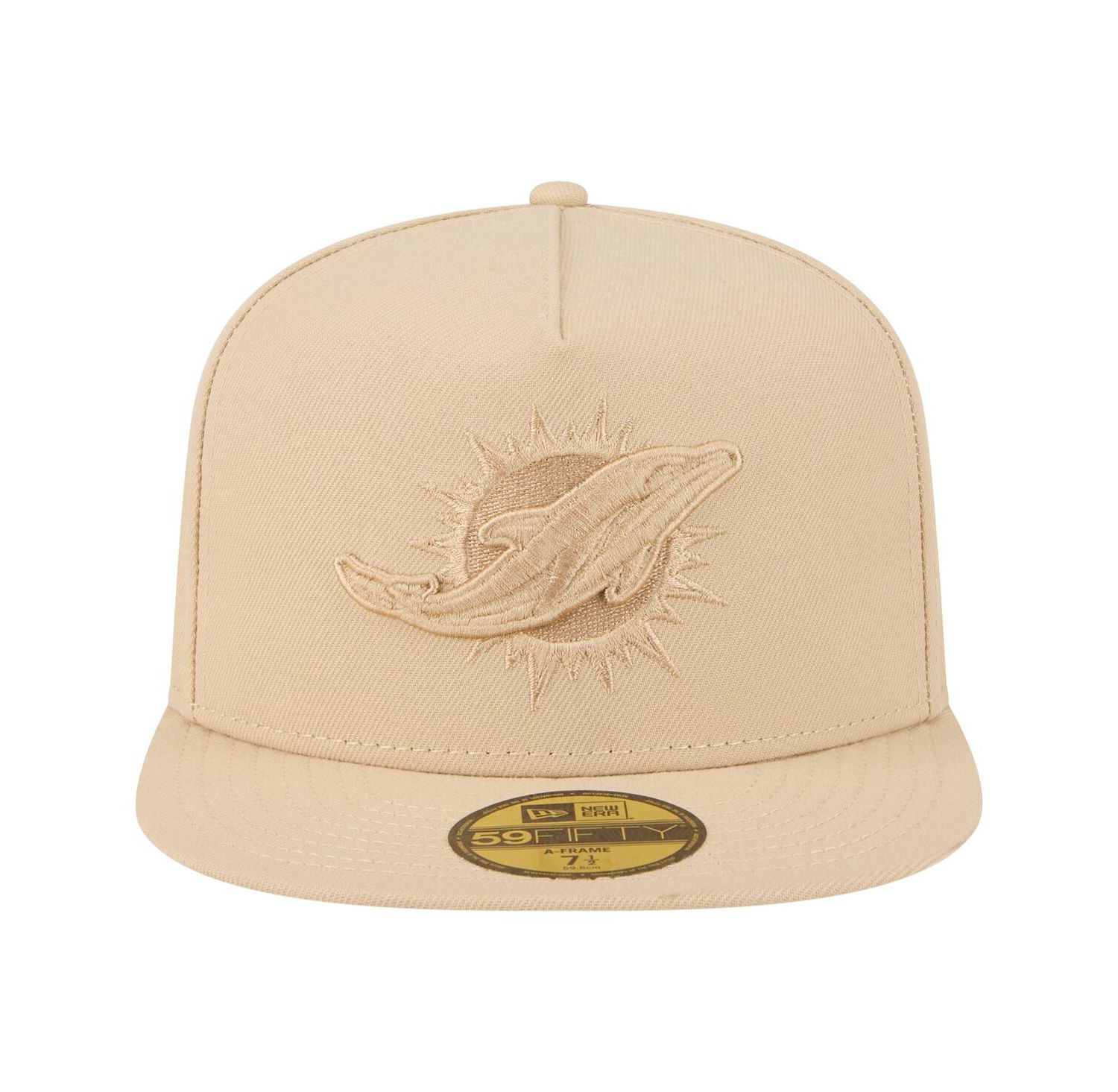 Men's Light Beige Miami Dolphins Color Pack A-Frame 59FIFTY Fitted Hat