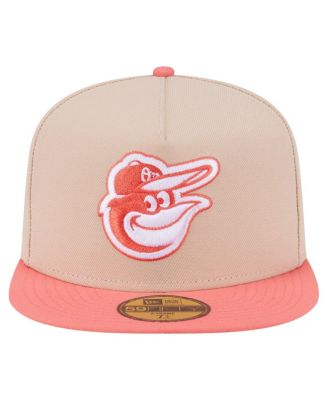 Men's Light Beige/Coral Baltimore Orioles Two-Tone Color Pack A-Frame 59FIFTY Fitted Hat