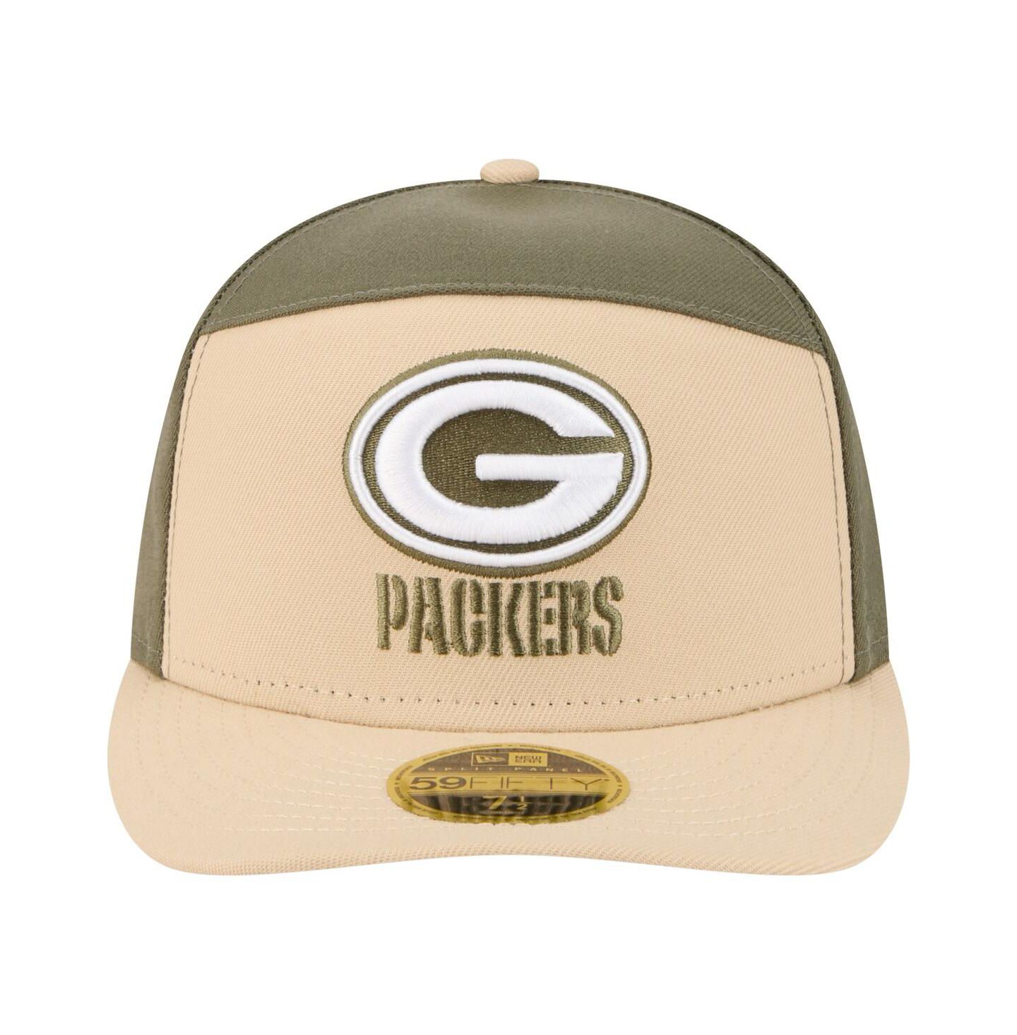 Мужские головные уборы New Era Light Beige/Olive Green Bay Packers Two-Tone Color Pack Split Panel 59FIFTY Fitted Hat — фото 5