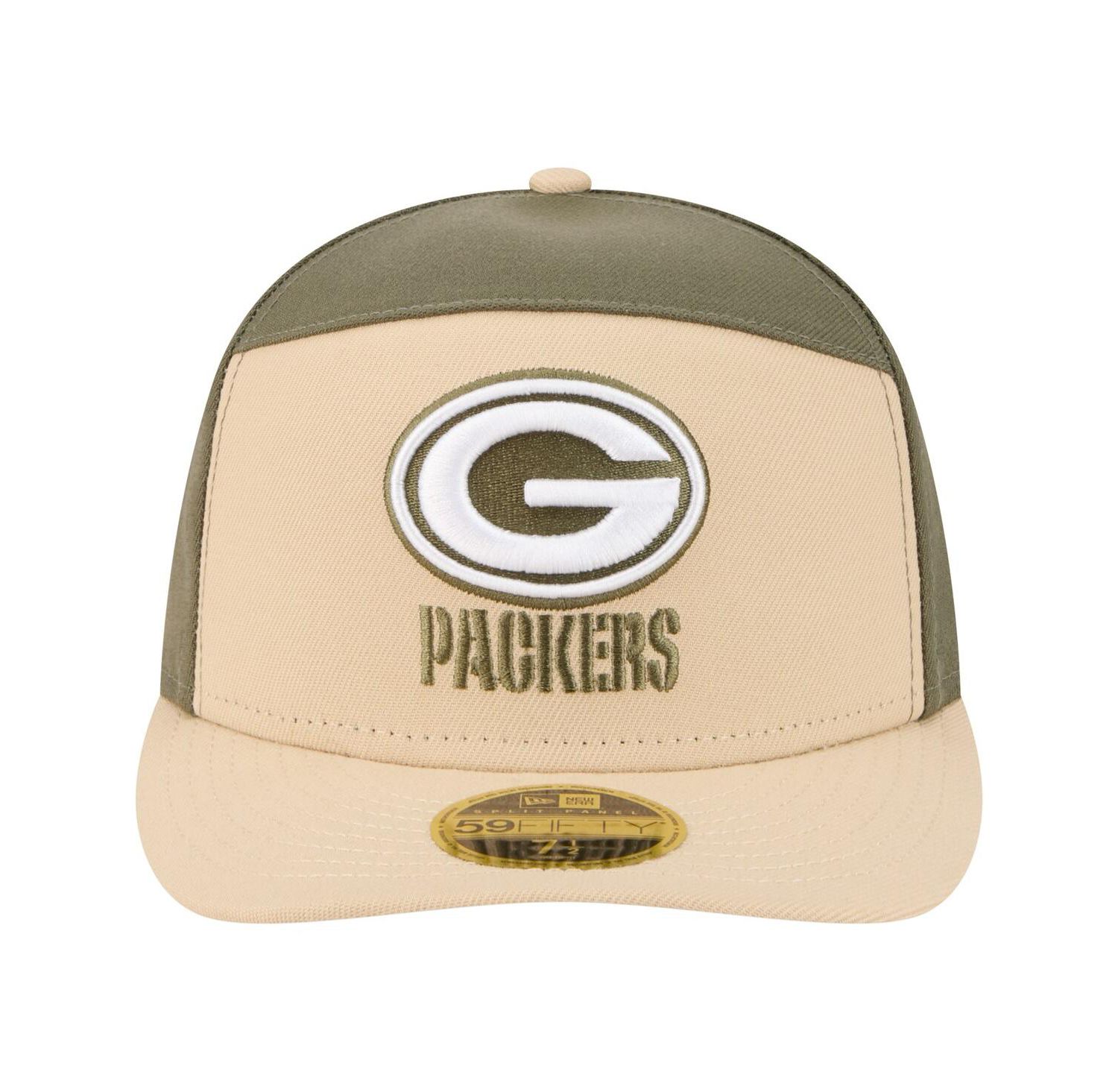 Men's Light Beige/Olive Green Bay Packers Two-Tone Color Pack Split Panel 59FIFTY Fitted Hat
